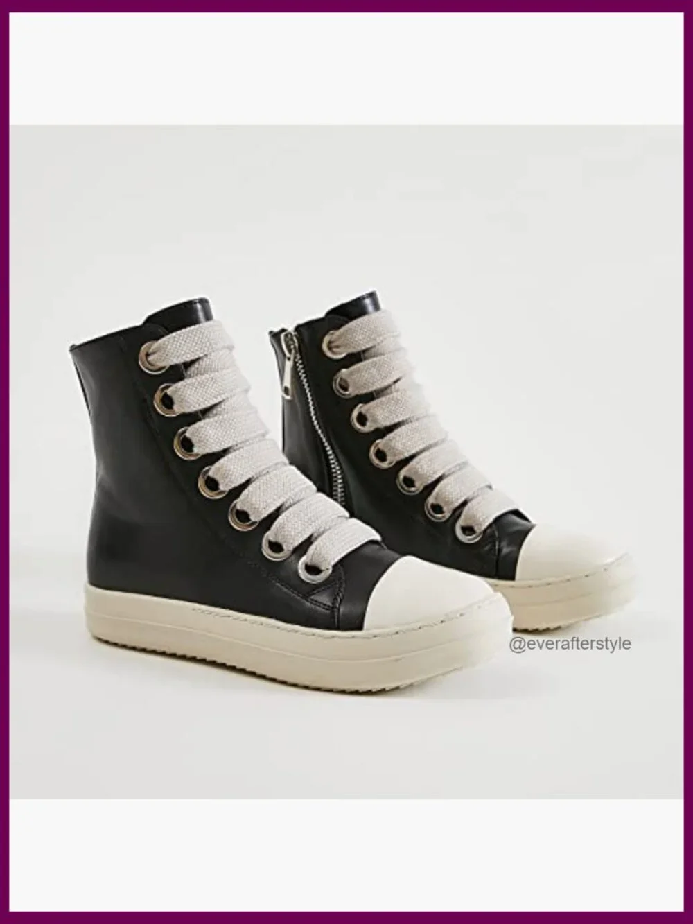 PU Leather High Top Platform Sneakers with Zipper - Comfort Walking Shoes